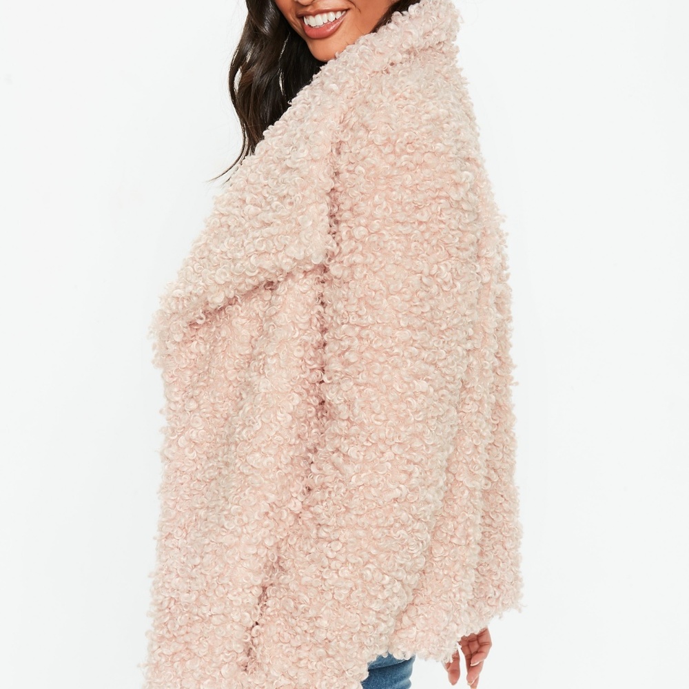 Missguided Pink Shaggy Waterfall Faux Fur Jacket - Picture 3 of 5